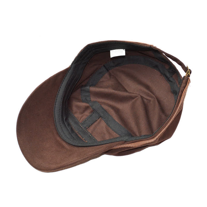 Chapeau plat à calotte orné de détails en cuir de style militaire et d'une broderie d'étoile - image 6