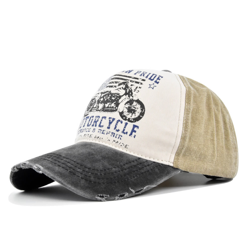 Casquette de baseball color-block à imprimé moto style vintage - Style n° 2 - Réglable (21 1/4''-23 5/8'') - image 1