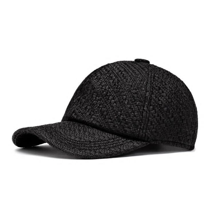 Casquette de baseball en paille tressée couleur naturelle pour l'été - Noir - Réglable (22"-24") - image 8