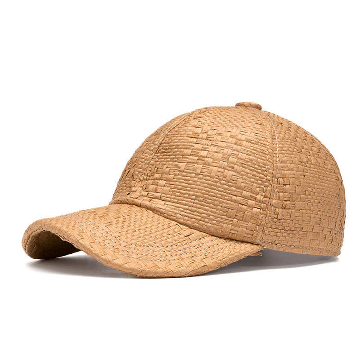 Casquette de baseball en paille tressée couleur naturelle pour l'été - Kaki - Réglable (22"-24") - image 9