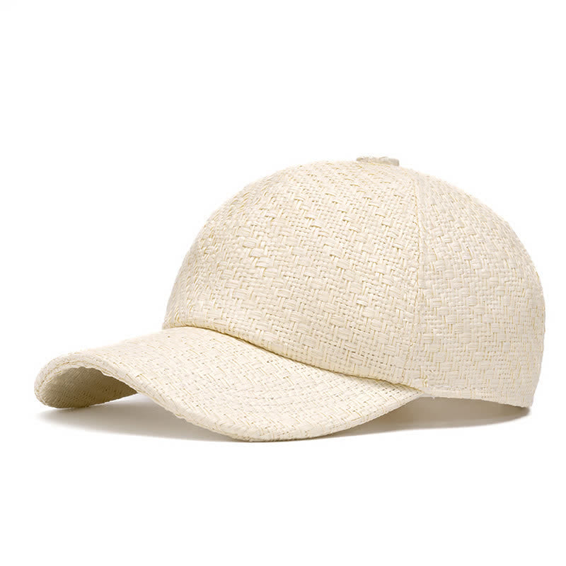 Casquette de baseball en paille tressée couleur naturelle pour l'été - Ivoire - Réglable (22"-24") - image 12