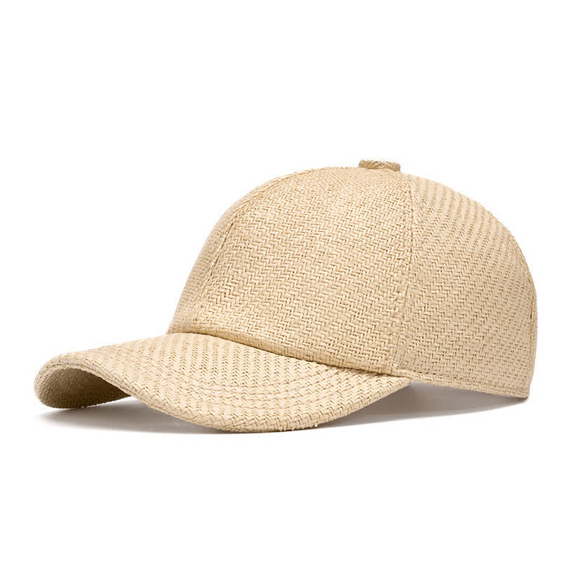 Casquette de baseball en paille tressée couleur naturelle pour l'été - Kaki clair - Réglable (22"-24") - image 14