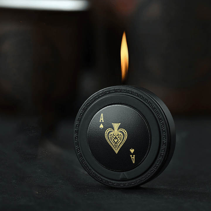 Briquet à butane rond Creative Poker Spade - Noir - image 0