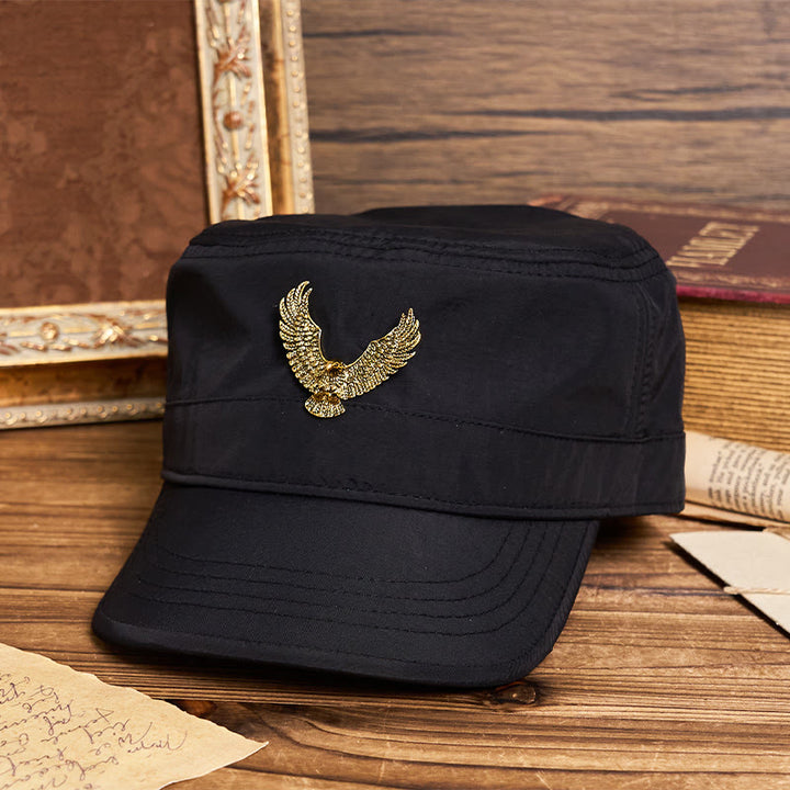 Béret vintage pour homme avec écusson aigle et calotte plate - image 1