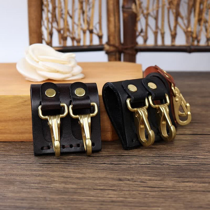 Porte-clés en cuir avec double crochet métallique et passant de ceinture - image 7