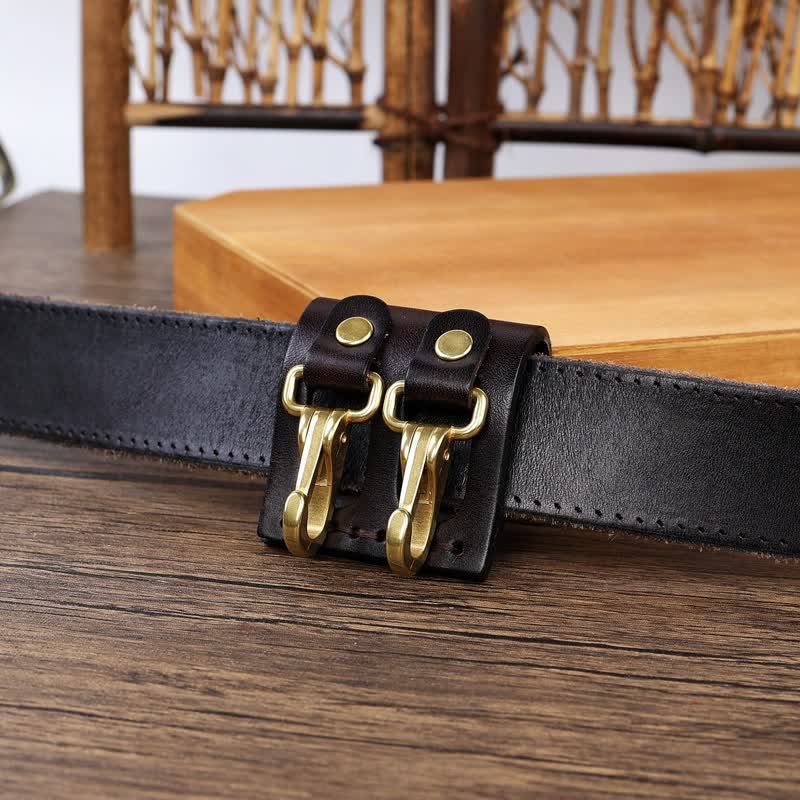 Porte-clés en cuir avec double crochet métallique et passant de ceinture - image 9