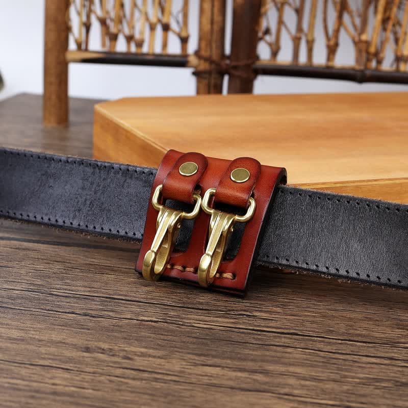 Porte-clés en cuir avec double crochet métallique et passant de ceinture - image 13