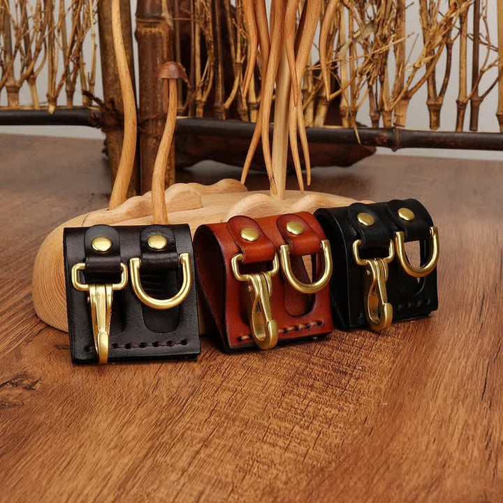 Porte-clés en cuir robuste avec anneau en D et passant de ceinture. - image 1