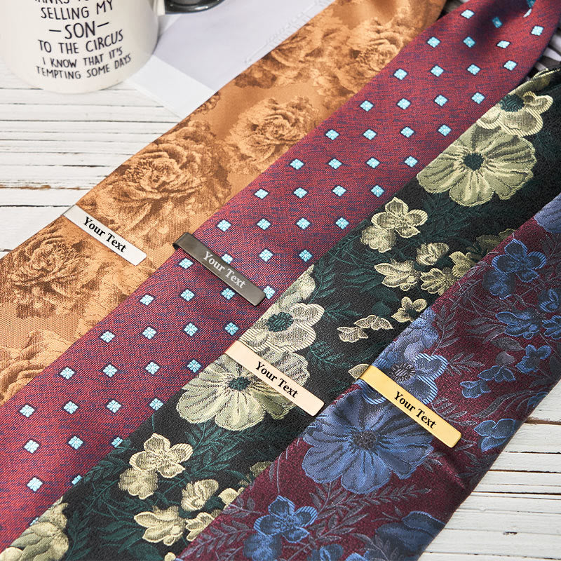 Ensemble cravate, pince à cravate et boutons de manchette personnalisés en grès bleu de luxe pour homme - image 0