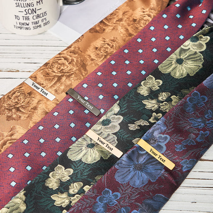 Ensemble cravate, pince à cravate et boutons de manchette personnalisés en grès bleu de luxe pour homme - image 0