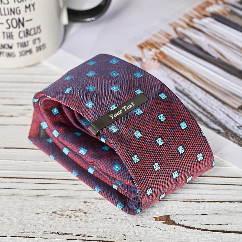 Ensemble cravate, pince à cravate et boutons de manchette personnalisés en grès bleu de luxe pour homme - image 4
