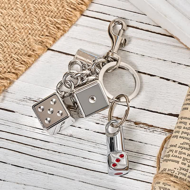 Briquet porte-clés de poche rechargeable en forme de mini-dés ludiques - Argent - image 0