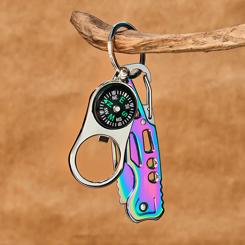 Boussole multifonctionnelle 3 en 1, couteau pliant coloré, porte-clés - image 2