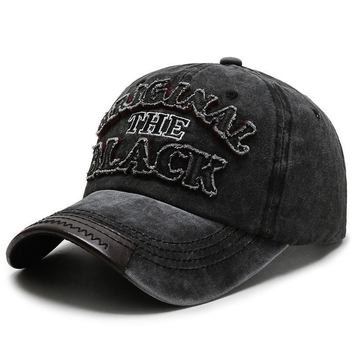 Casquette de baseball originale noire rétro à lettres contrastées brodées - Style n° 1 - Réglable (22''-23 5/8") - image 0