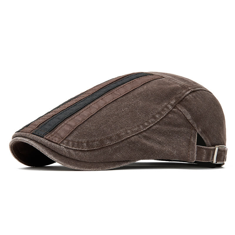 Béret patchwork rayé délavé style vintage été - Café - Réglable (22"-24") - image 7