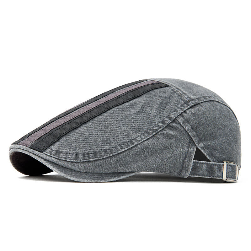 Béret patchwork rayé délavé style vintage été - Gris - Réglable (22"-24") - image 4