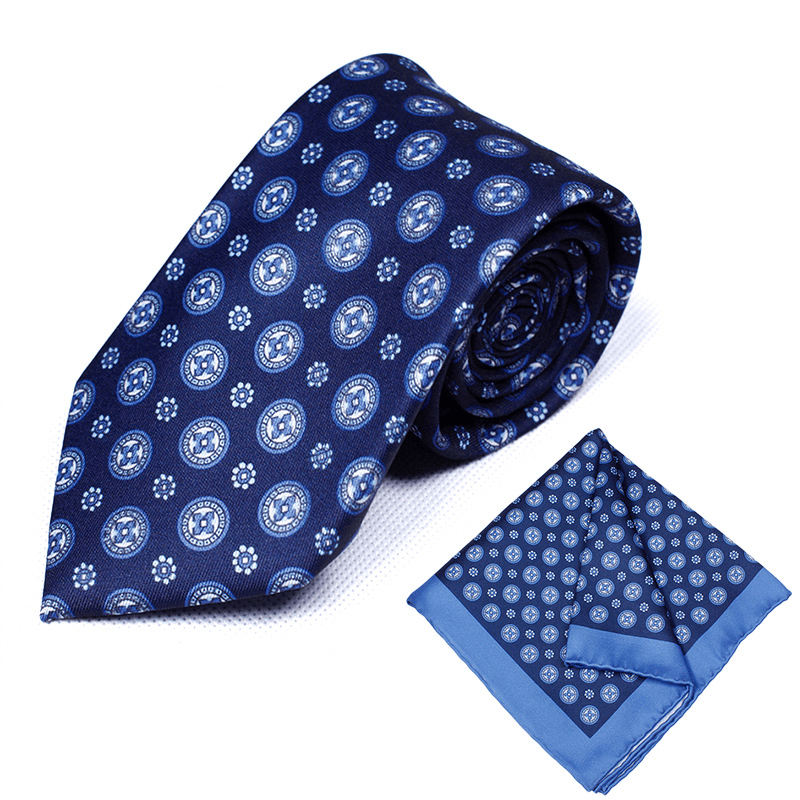 Lot de 2 pochettes rondes imprimées rétro bleu marine. - image 1