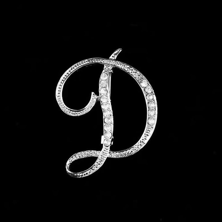 Broche initiale en or et argent incrustée de diamants - Argent - D - image 26