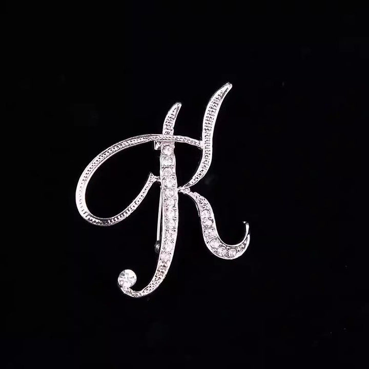 Broche initiale en or et argent incrustée de diamants - Argent - K - image 33