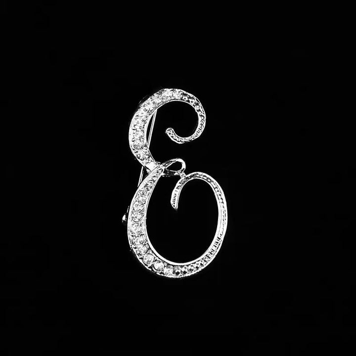 Broche initiale en or et argent incrustée de diamants - Argent - E - image 27