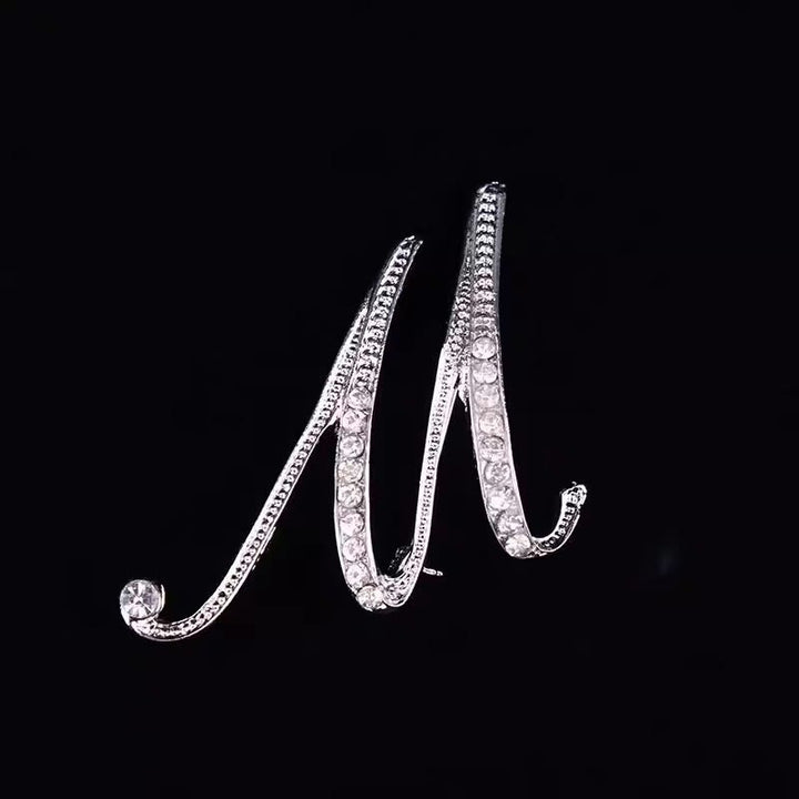 Broche initiale en or et argent incrustée de diamants - Argent - M - image 35