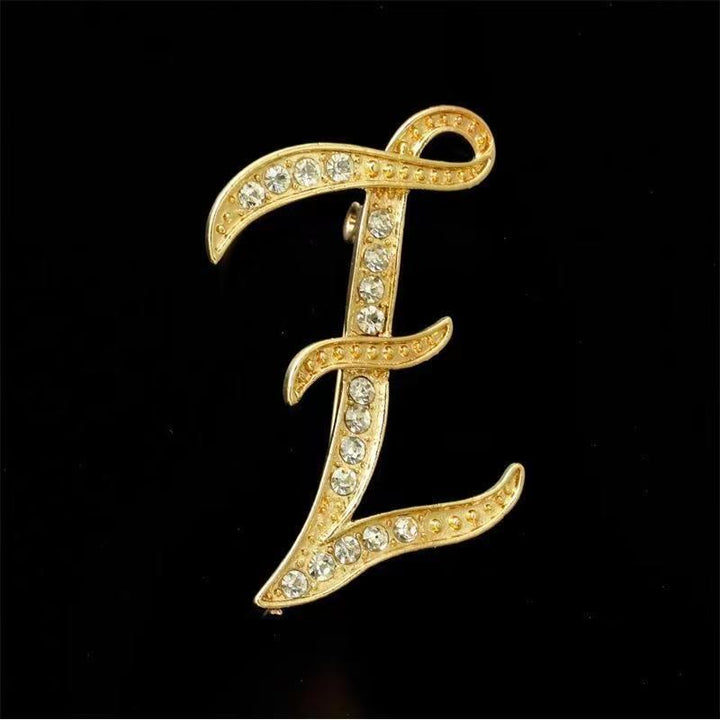 Broche initiale en or et argent incrustée de diamants - Doré - Z - image 23