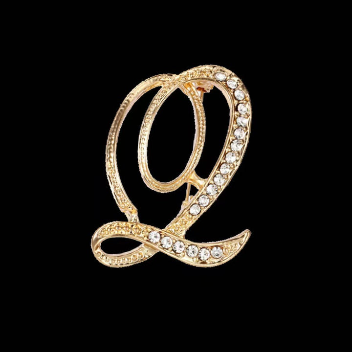 Broche initiale en or et argent incrustée de diamants - Doré - Q - image 14