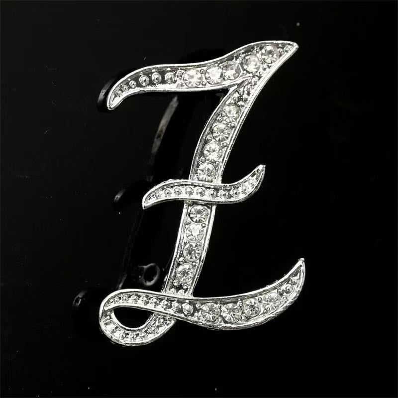 Broche initiale en or et argent incrustée de diamants - Argent - Z - image 47