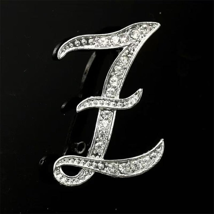 Broche initiale en or et argent incrustée de diamants - Argent - Z - image 47
