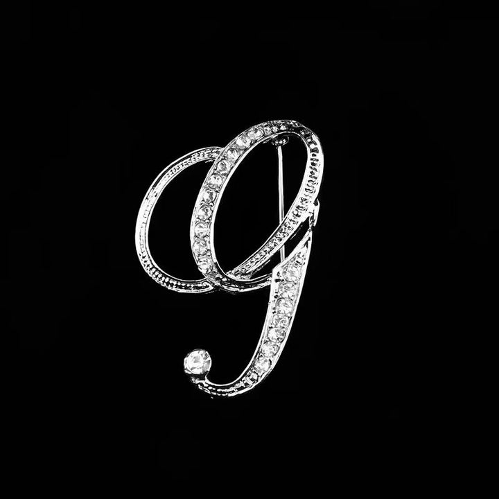 Broche initiale en or et argent incrustée de diamants - Argent - G - image 29