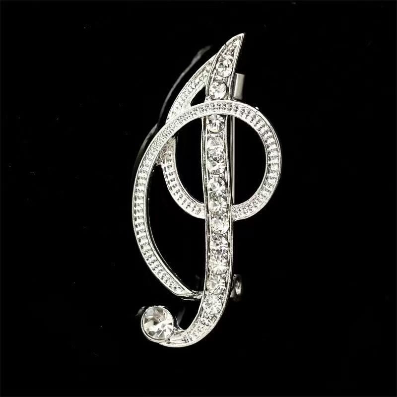Broche initiale en or et argent incrustée de diamants - Argent - je - image 31