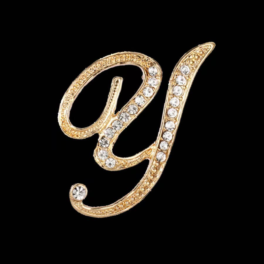 Broche initiale en or et argent incrustée de diamants - Doré - Y - image 22