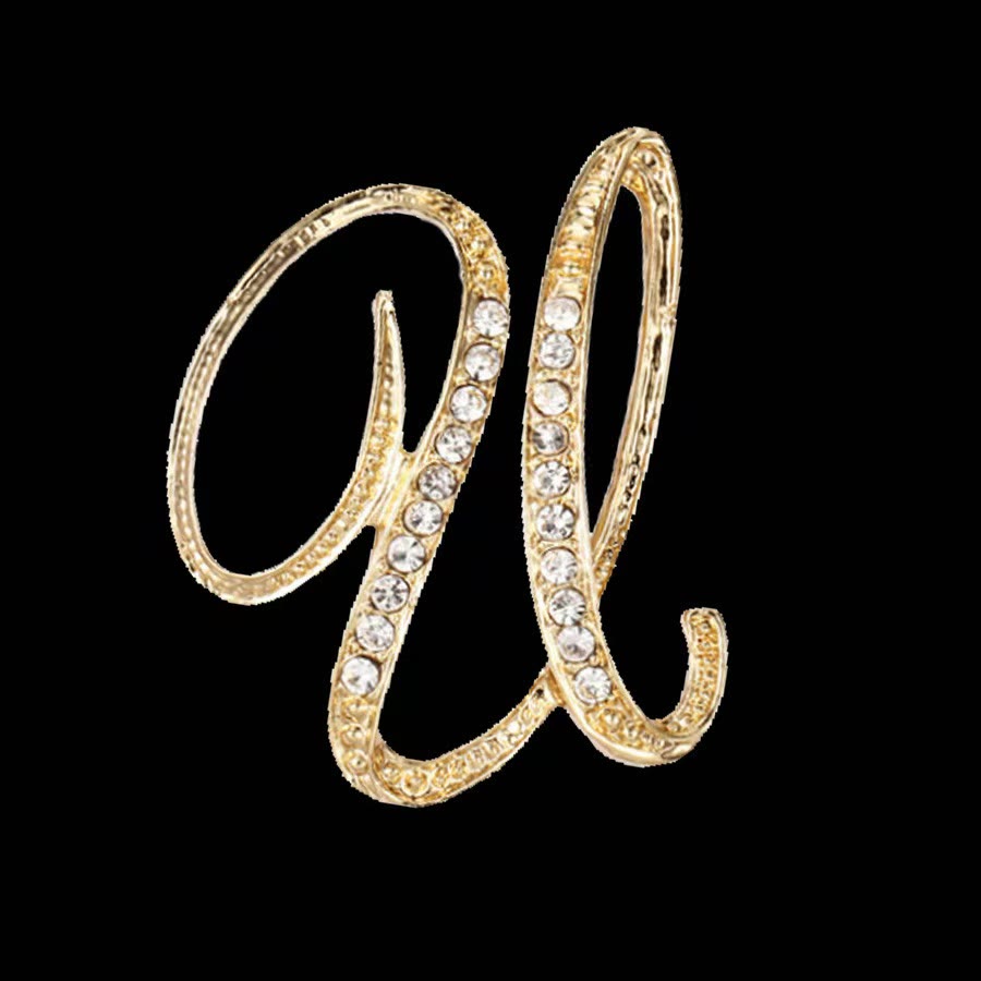 Broche initiale en or et argent incrustée de diamants - Doré - U - image 18
