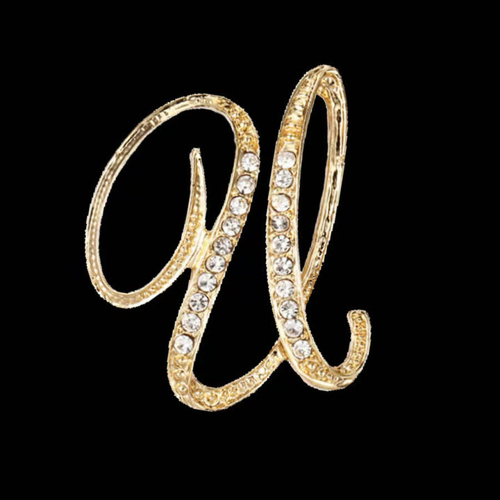 Broche initiale en or et argent incrustée de diamants - Doré - U - image 18