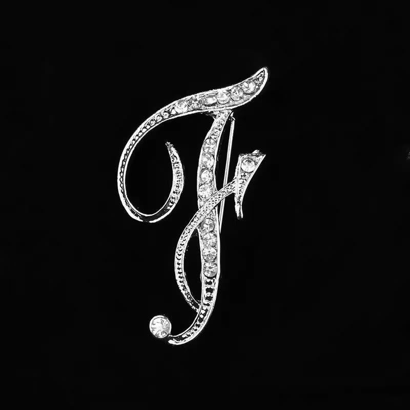 Broche initiale en or et argent incrustée de diamants - Argent - F - image 28