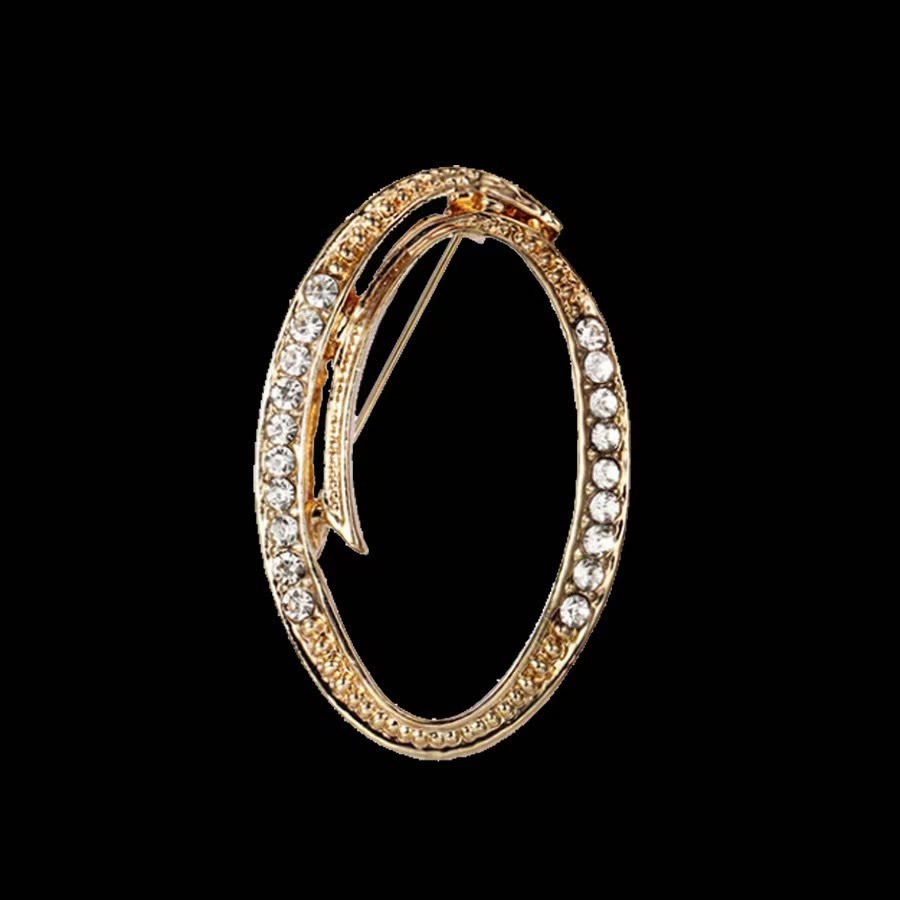 Broche initiale en or et argent incrustée de diamants - Doré - O - image 12