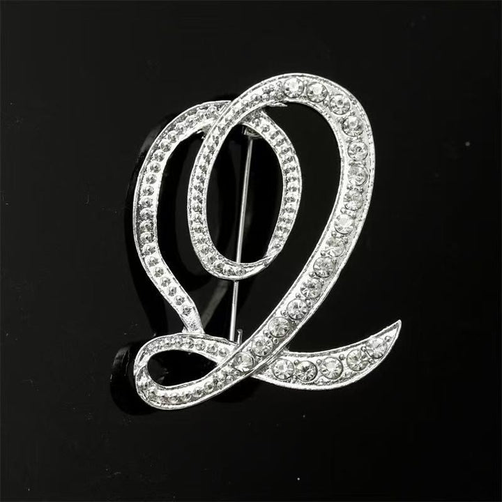 Broche initiale en or et argent incrustée de diamants - Argent - Q - image 39