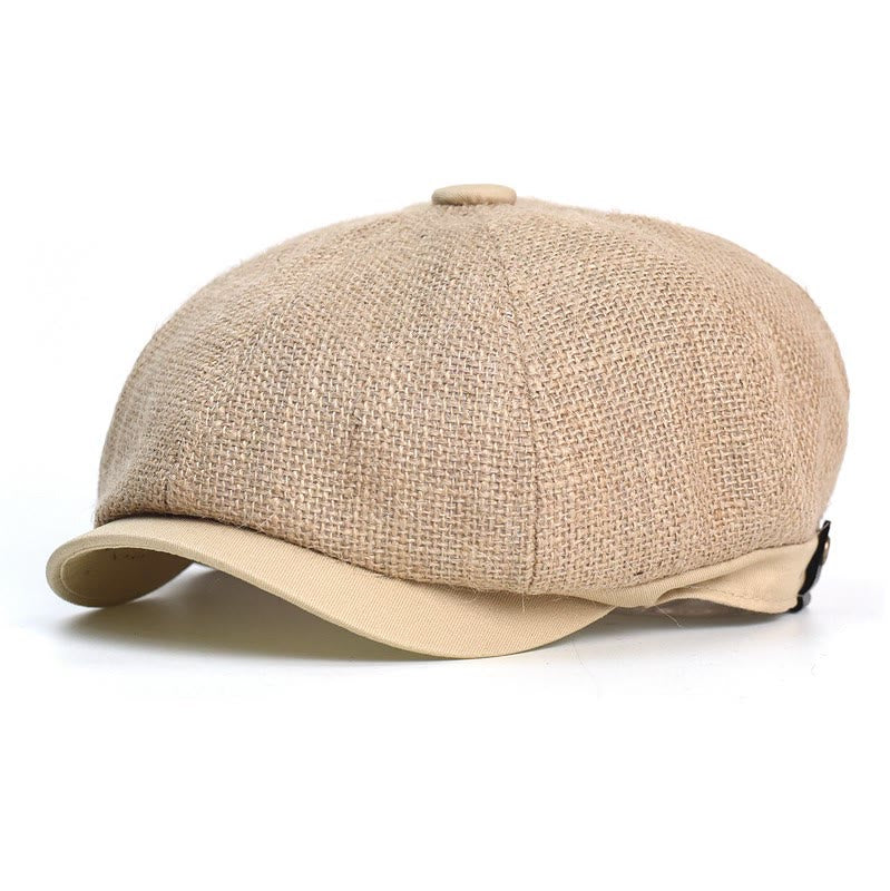 Béret octogonal respirant de style rétro britannique artistique - Kaki - Réglable (environ 55 à 59 cm) - image 0