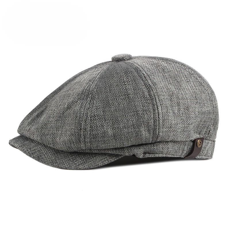 Béret d'été uni style rétro britannique - Gris foncé - Réglable (22"-24") - image 0