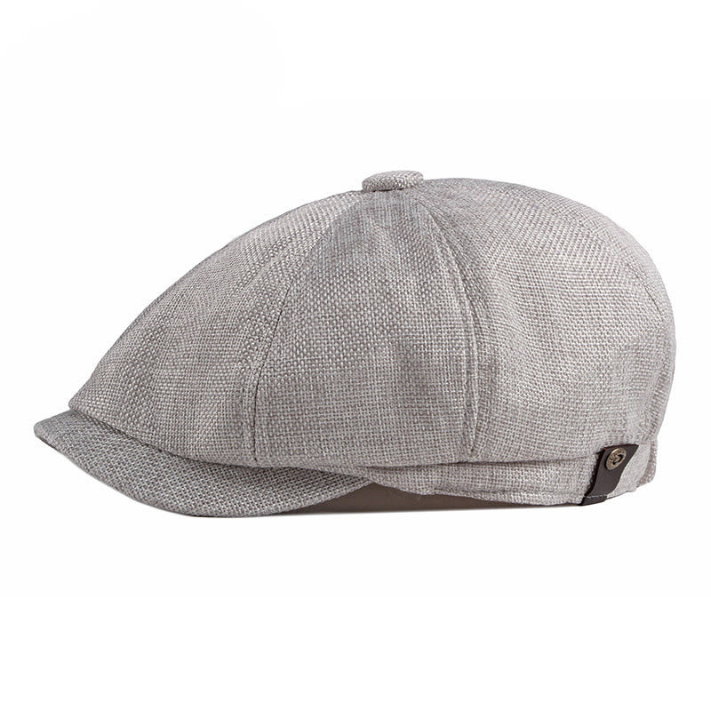 Béret d'été uni style rétro britannique - Gris clair - Réglable (22"-24") - image 5