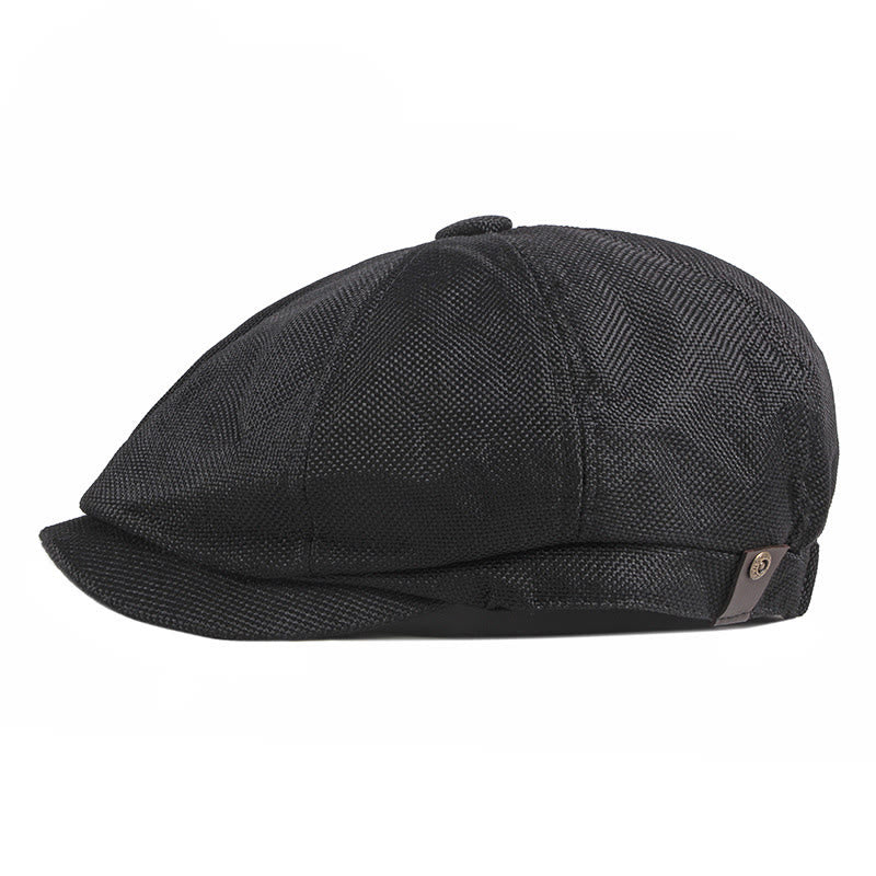 Béret d'été uni style rétro britannique - Noir - Réglable (22"-24") - image 3