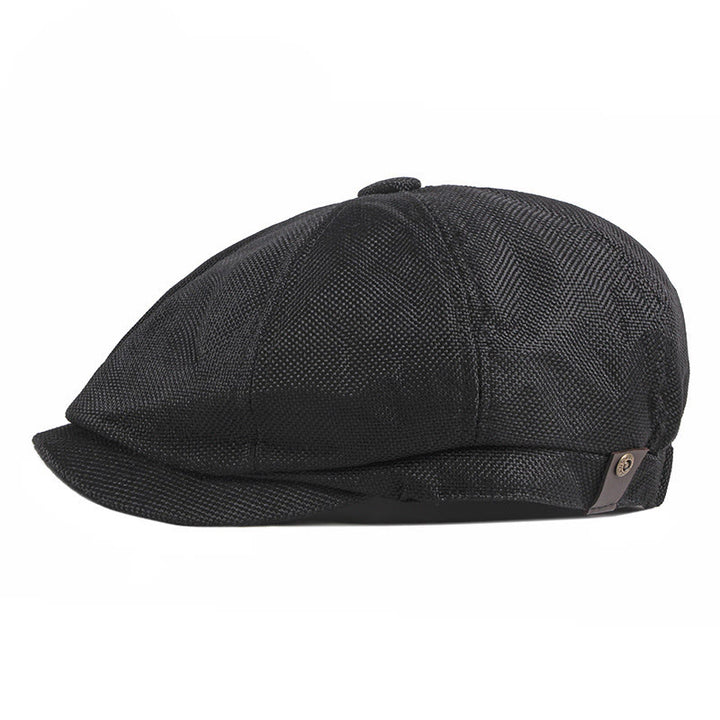 Béret d'été uni style rétro britannique - Noir - Réglable (22"-24") - image 3
