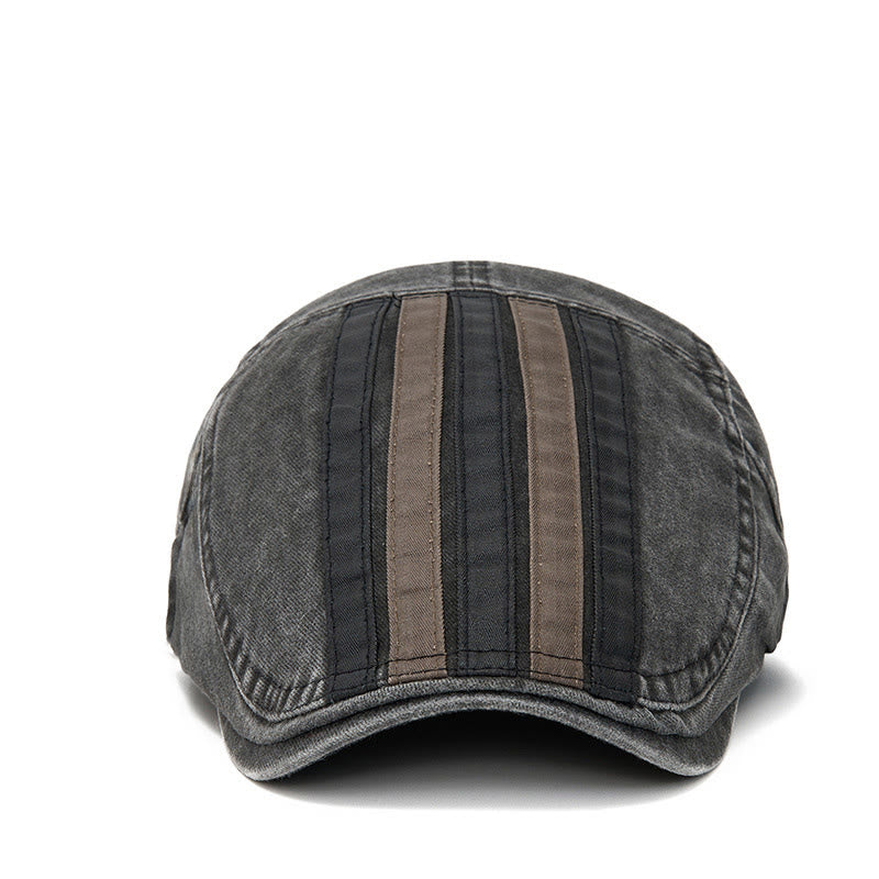 Béret patchwork rayé délavé style vintage été - image 1