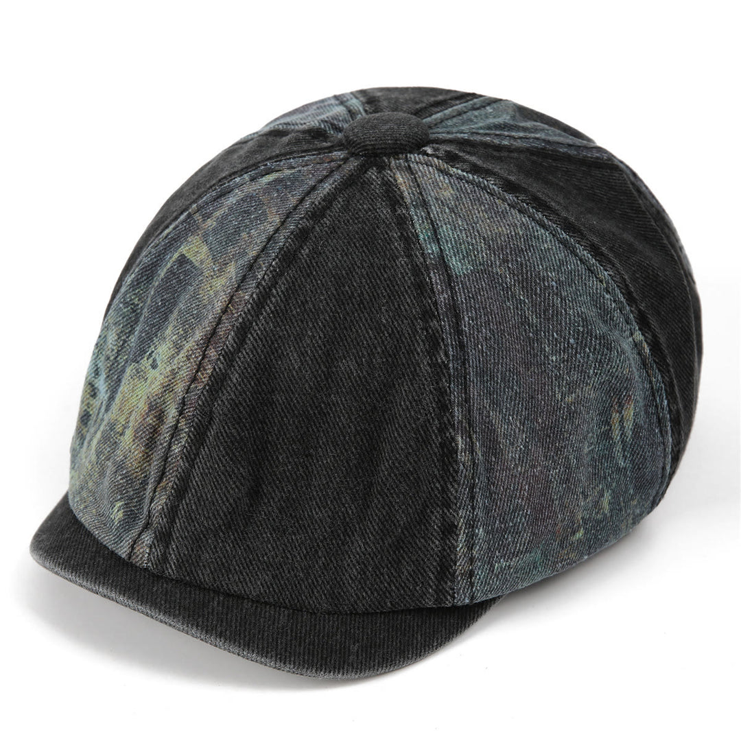 Béret d'artiste vintage à patchwork tie-dye vieilli - Noir - M (22"-22 7/8") - image 4