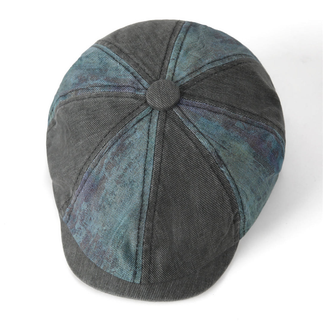 Béret d'artiste vintage à patchwork tie-dye vieilli - image 2
