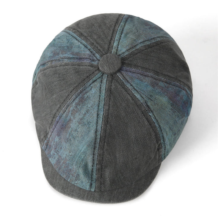 Béret d'artiste vintage à patchwork tie-dye vieilli - image 2