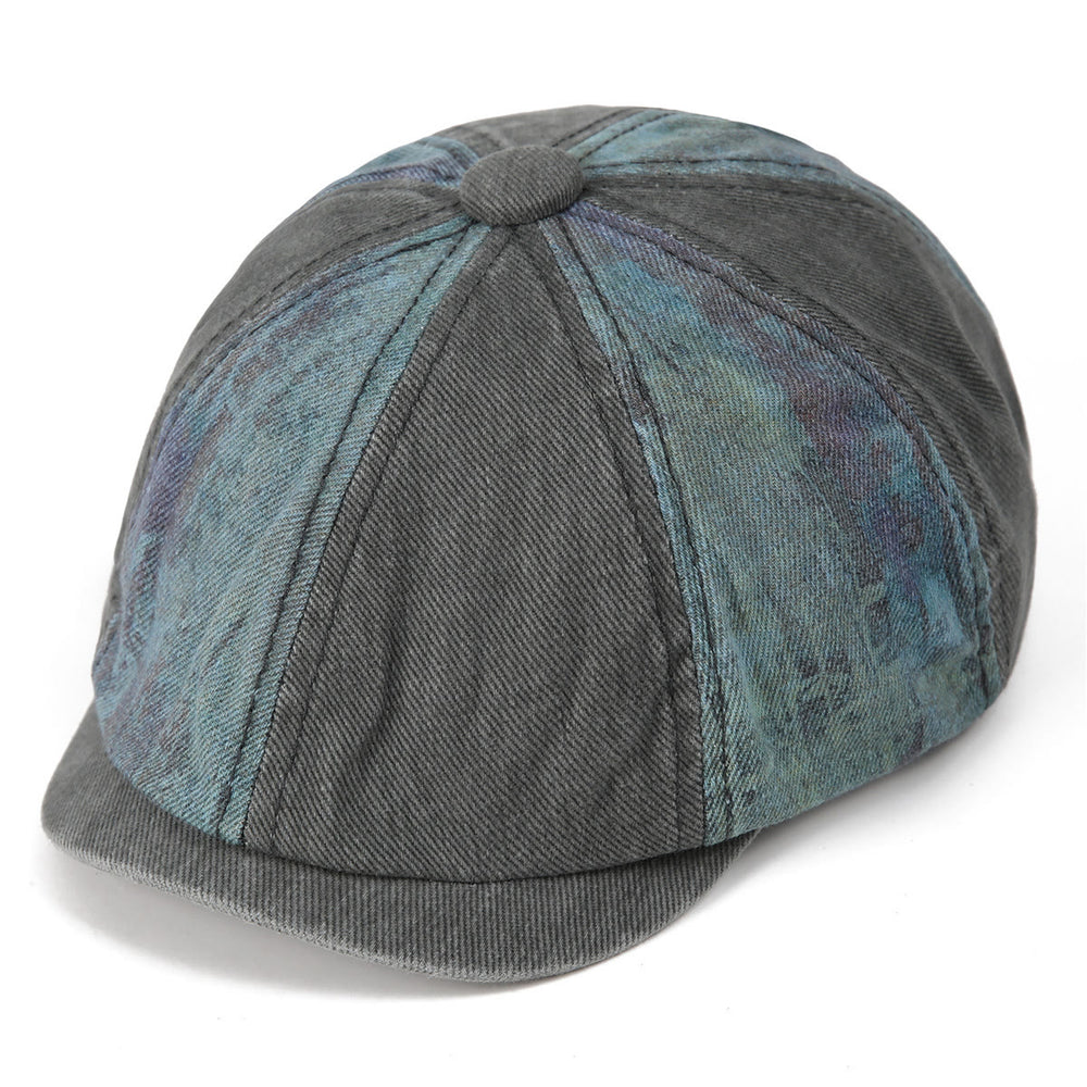 Béret d'artiste vintage à patchwork tie-dye vieilli - image 1
