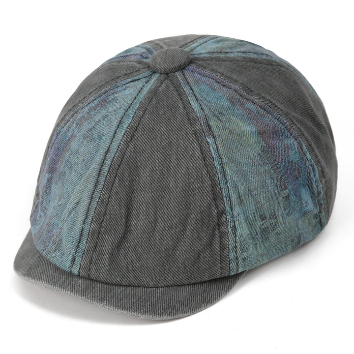 Béret d'artiste vintage à patchwork tie-dye vieilli - image 1