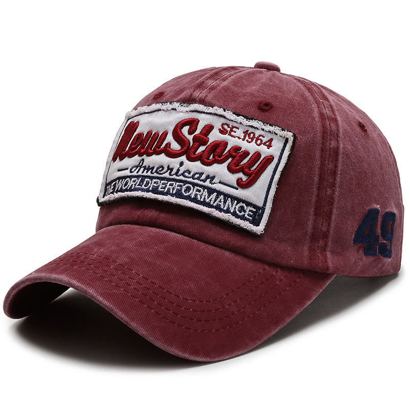 Casquette de baseball en coton lavé brodée New Story Patch - Rouge - Réglable (22''-23 5/8") - image 4