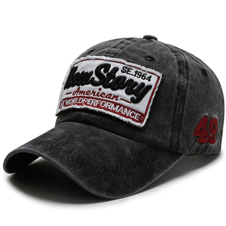 Casquette de baseball en coton lavé brodée New Story Patch - Noir - Réglable (22''-23 5/8") - image 0